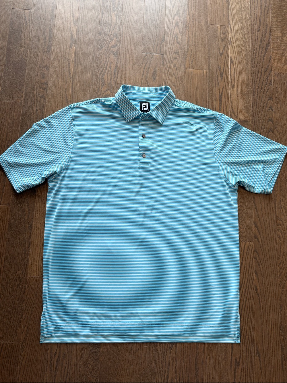 FootJoy Men’s Aqua & White Striped Golf Polo